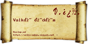 Valkó Ádám névjegykártya