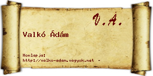 Valkó Ádám névjegykártya